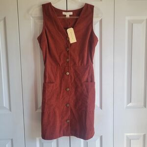 Monteau XS Corduroy Rust Sleeveless Mini Dress